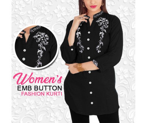 Womens Emb Button Fashion Kurti